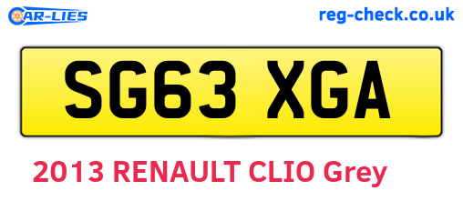 SG63XGA are the vehicle registration plates.