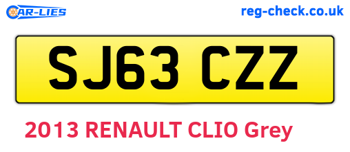 SJ63CZZ are the vehicle registration plates.