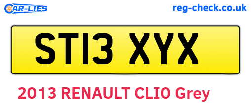 ST13XYX are the vehicle registration plates.