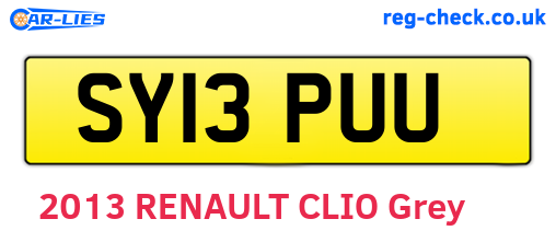 SY13PUU are the vehicle registration plates.