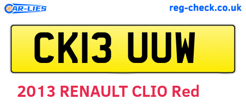 CK13UUW are the vehicle registration plates.