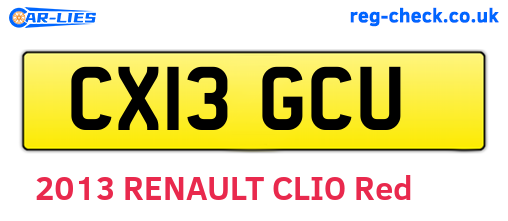 CX13GCU are the vehicle registration plates.