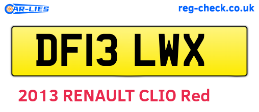 DF13LWX are the vehicle registration plates.