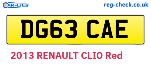 DG63CAE are the vehicle registration plates.