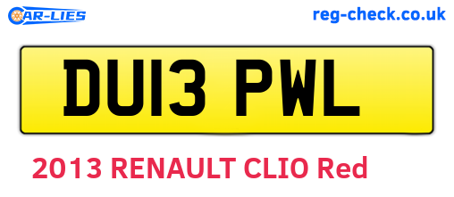 DU13PWL are the vehicle registration plates.