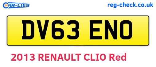 DV63ENO are the vehicle registration plates.
