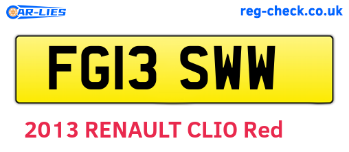 FG13SWW are the vehicle registration plates.