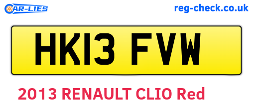 HK13FVW are the vehicle registration plates.