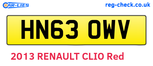 HN63OWV are the vehicle registration plates.