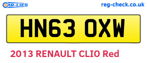 HN63OXW are the vehicle registration plates.