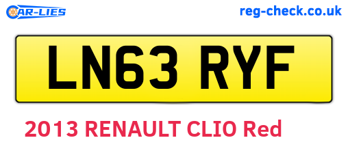 LN63RYF are the vehicle registration plates.
