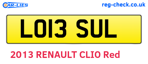 LO13SUL are the vehicle registration plates.