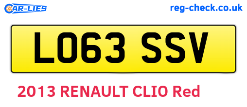LO63SSV are the vehicle registration plates.