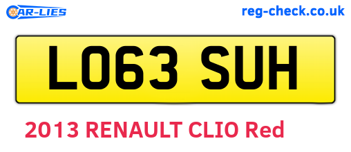 LO63SUH are the vehicle registration plates.