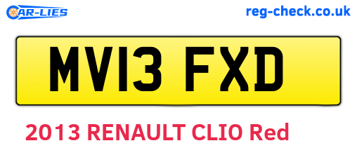 MV13FXD are the vehicle registration plates.