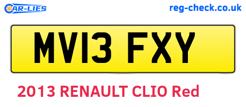 MV13FXY are the vehicle registration plates.