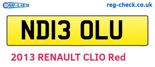 ND13OLU are the vehicle registration plates.