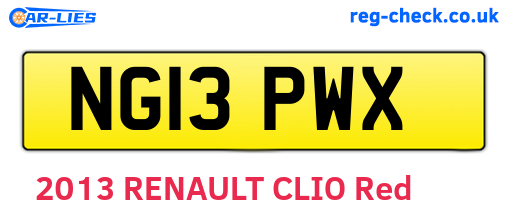 NG13PWX are the vehicle registration plates.