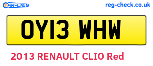 OY13WHW are the vehicle registration plates.