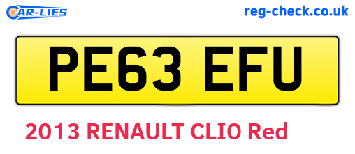 PE63EFU are the vehicle registration plates.