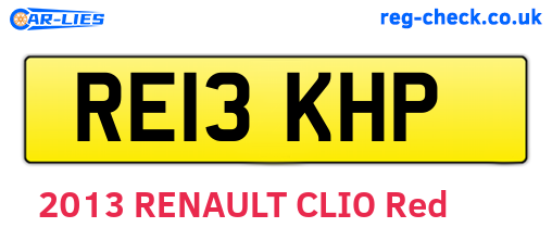 RE13KHP are the vehicle registration plates.