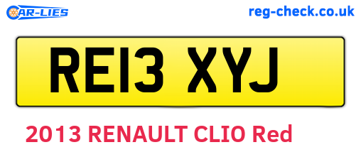 RE13XYJ are the vehicle registration plates.