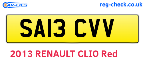 SA13CVV are the vehicle registration plates.