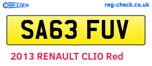 SA63FUV are the vehicle registration plates.