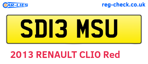 SD13MSU are the vehicle registration plates.