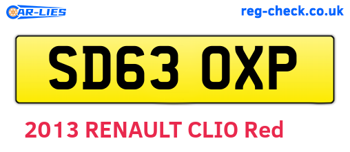 SD63OXP are the vehicle registration plates.