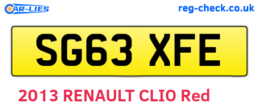SG63XFE are the vehicle registration plates.