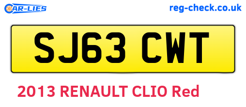 SJ63CWT are the vehicle registration plates.