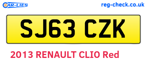 SJ63CZK are the vehicle registration plates.