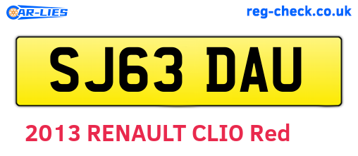 SJ63DAU are the vehicle registration plates.