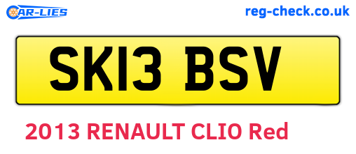 SK13BSV are the vehicle registration plates.