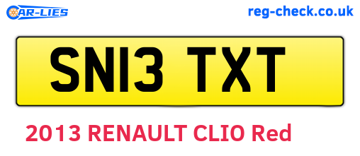 SN13TXT are the vehicle registration plates.