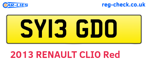 SY13GDO are the vehicle registration plates.