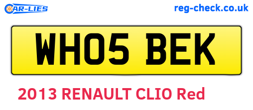 WH05BEK are the vehicle registration plates.