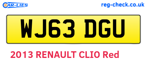WJ63DGU are the vehicle registration plates.
