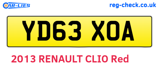 YD63XOA are the vehicle registration plates.