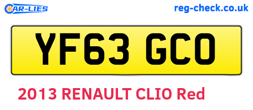 YF63GCO are the vehicle registration plates.