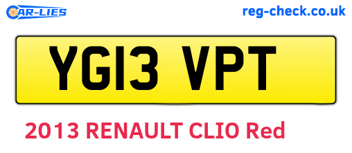 YG13VPT are the vehicle registration plates.