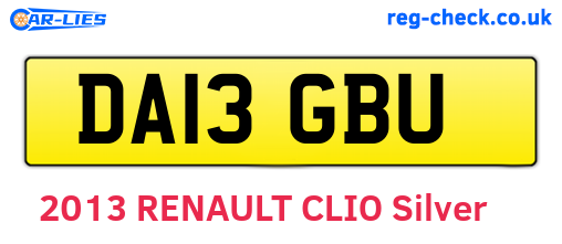 DA13GBU are the vehicle registration plates.