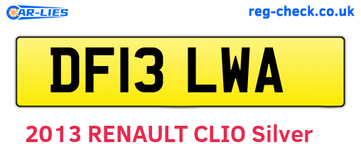 DF13LWA are the vehicle registration plates.