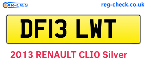 DF13LWT are the vehicle registration plates.