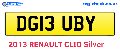 DG13UBY are the vehicle registration plates.