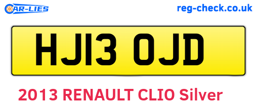 HJ13OJD are the vehicle registration plates.