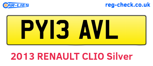 PY13AVL are the vehicle registration plates.