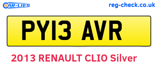 PY13AVR are the vehicle registration plates.