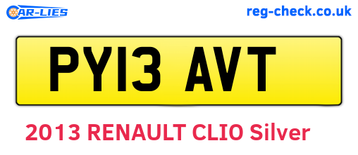 PY13AVT are the vehicle registration plates.